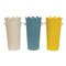 Slickblue; Metal Scalloped Flower Planter Tapered Lace Cutout Spring Decor Cream Teal Yellow- 3 Asstd.; Category:Spring Vases, Containers and Hangers; Image:2